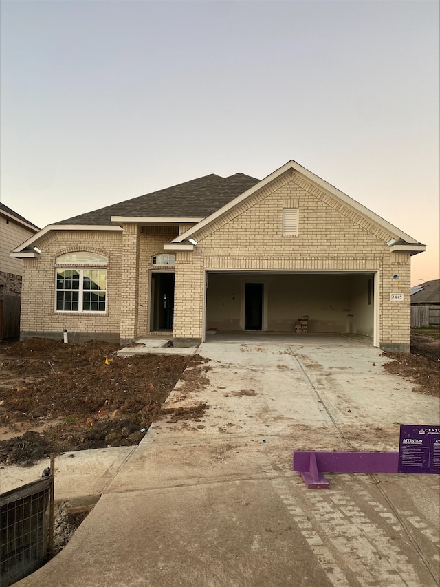 view of front of house with a garage