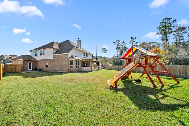 view of yard featuring a playground