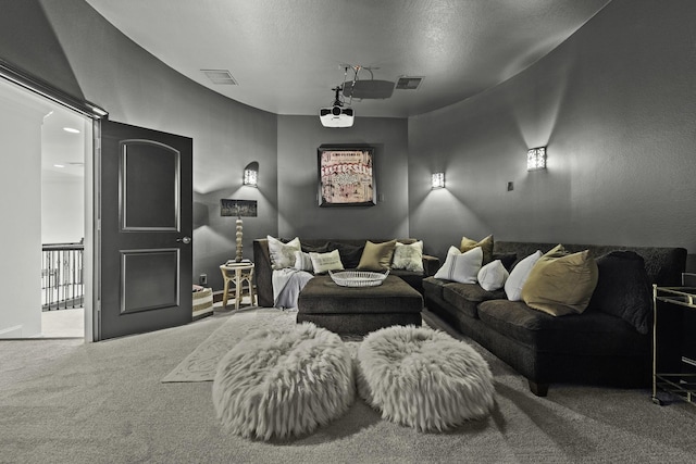 view of carpeted home theater room