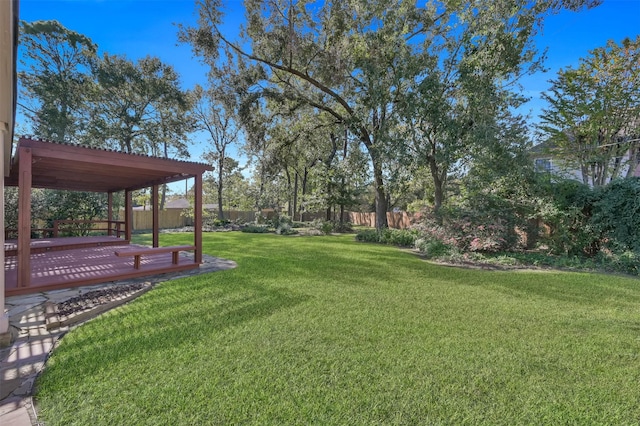 view of yard featuring a deck