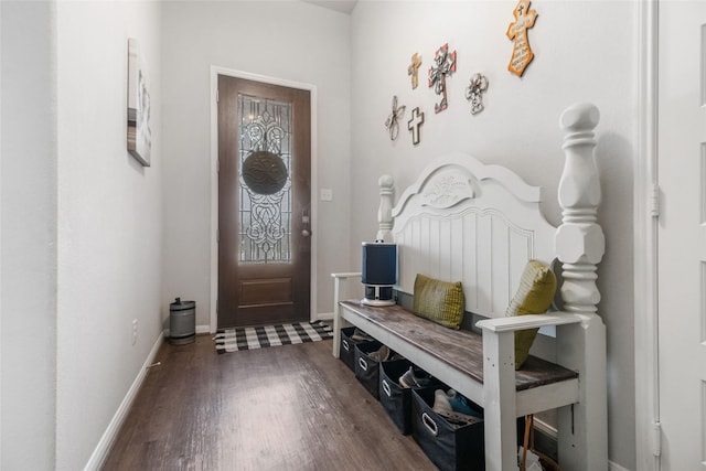 mudroom with dark hardwood / wood-style floors