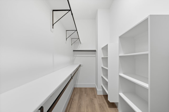 spacious closet with light wood-type flooring