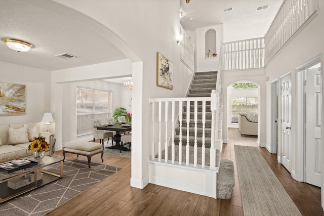 interior space with dark hardwood / wood-style flooring