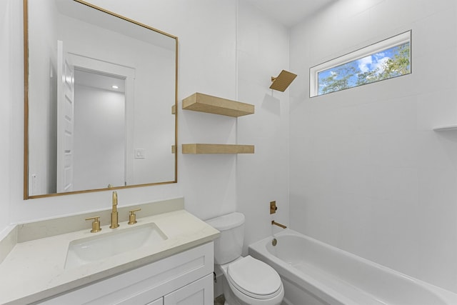 full bathroom featuring vanity, toilet, and shower / washtub combination