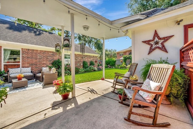 view of patio featuring outdoor lounge area