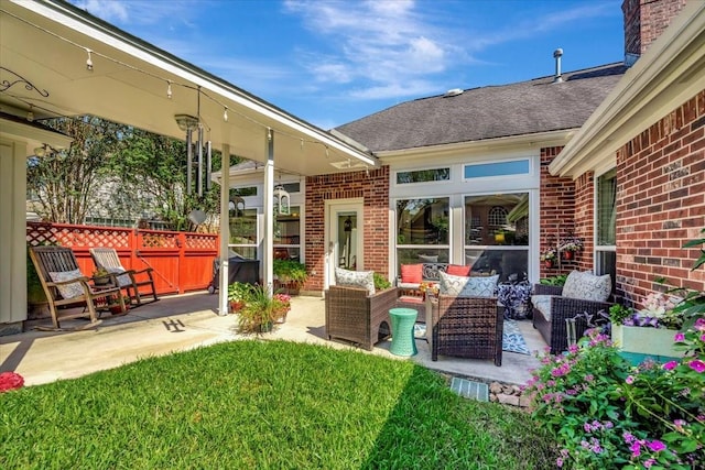 exterior space with an outdoor living space