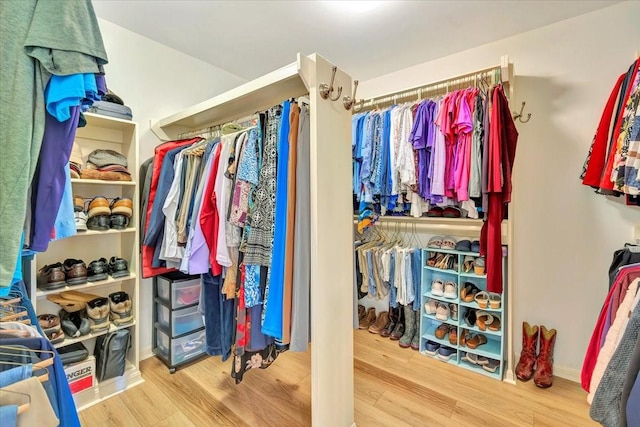 spacious closet featuring hardwood / wood-style flooring