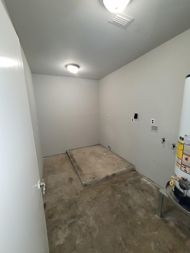 basement featuring gas water heater