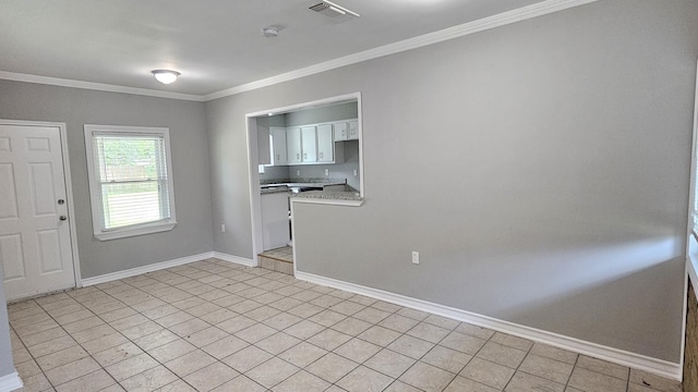 interior space with crown molding