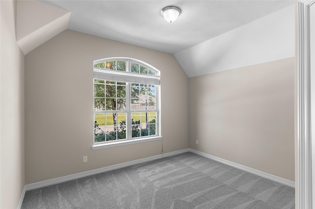 bonus room with carpet floors and lofted ceiling