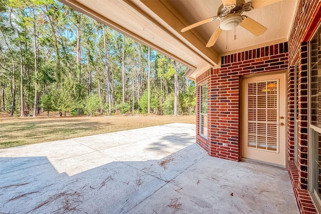 view of patio / terrace featuring ceiling fan