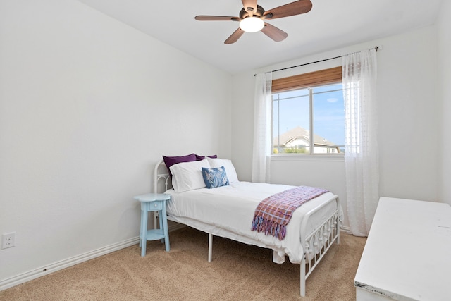 bedroom featuring carpet floors and ceiling fan