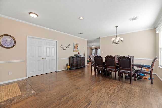 16507 Cypress Brook Ct, Cypress, TX 77429 - dining area with a chandelier, ornamental molding, wood finished floors, baseboards, and recessed lighting