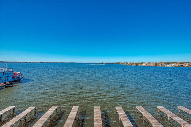 property view of water featuring a dock