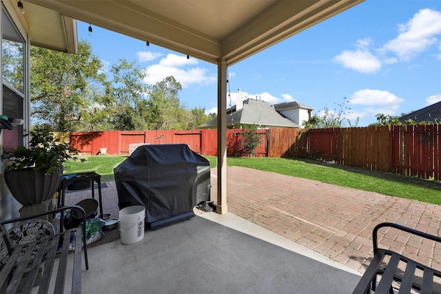 view of patio with area for grilling