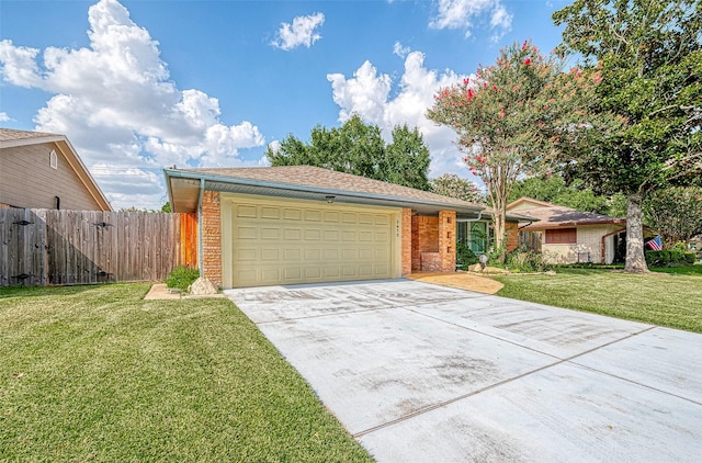 ranch-style house with a front lawn and a garage