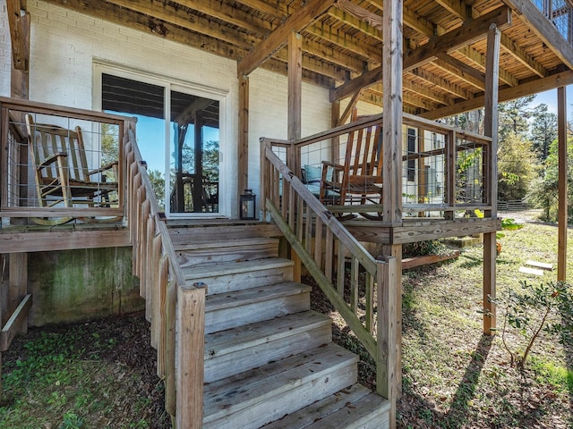 wooden terrace with stairs