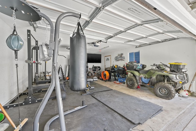 garage with a garage door opener