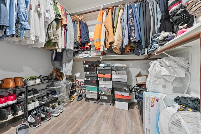 spacious closet with hardwood / wood-style floors