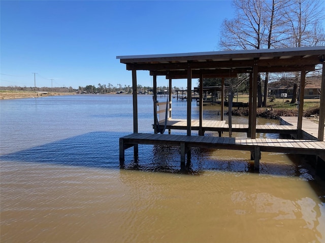 view of dock featuring a water view