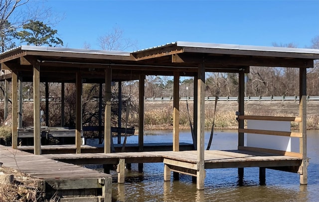 view of dock featuring a water view