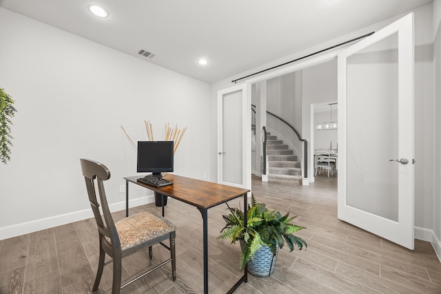 office space featuring french doors