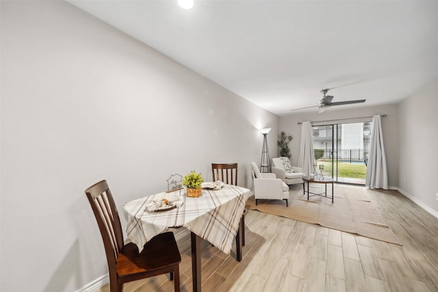 dining room with ceiling fan