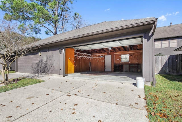 view of garage