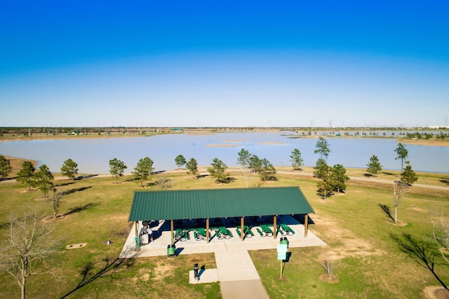 exterior space featuring a water view