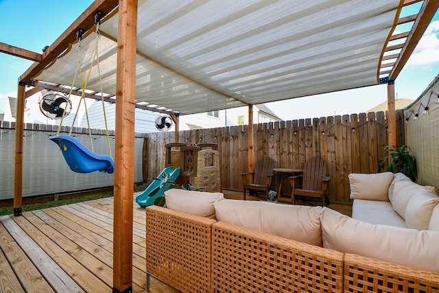 deck featuring an outdoor living space