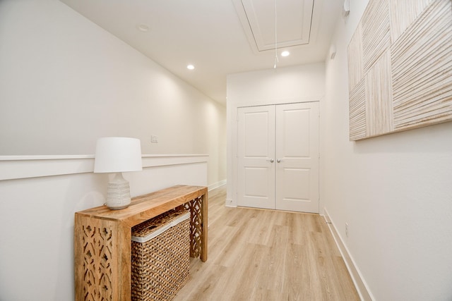 hall featuring light hardwood / wood-style floors