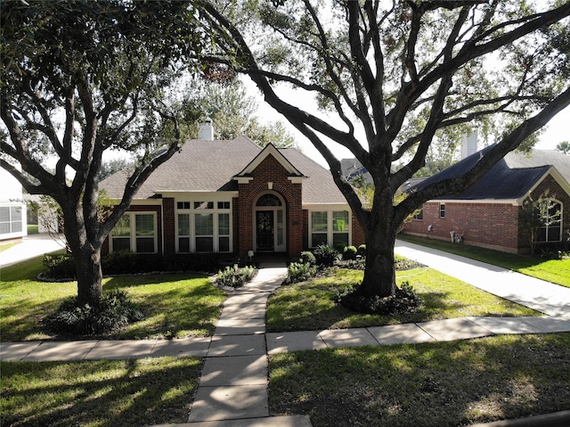 ranch-style home featuring a front yard