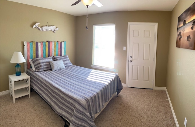 bedroom featuring carpet and ceiling fan