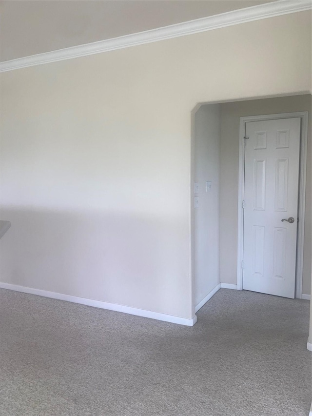 carpeted spare room featuring ornamental molding