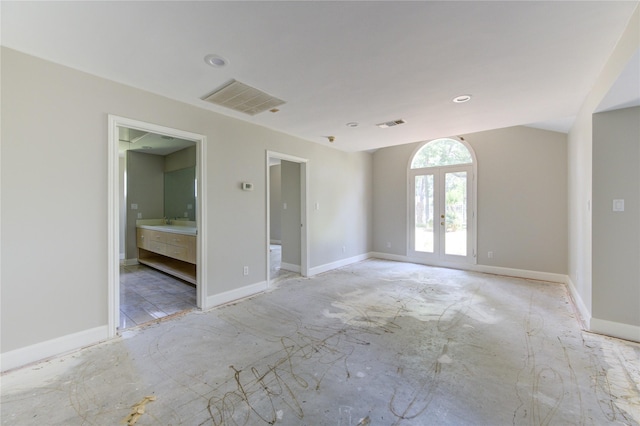 empty room with french doors