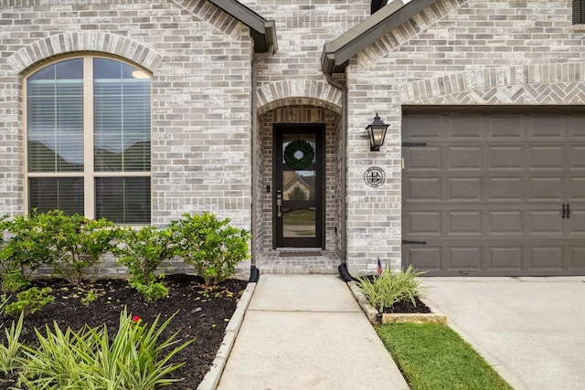 property entrance with a garage