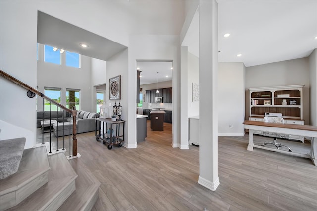 foyer entrance featuring light hardwood / wood-style flooring