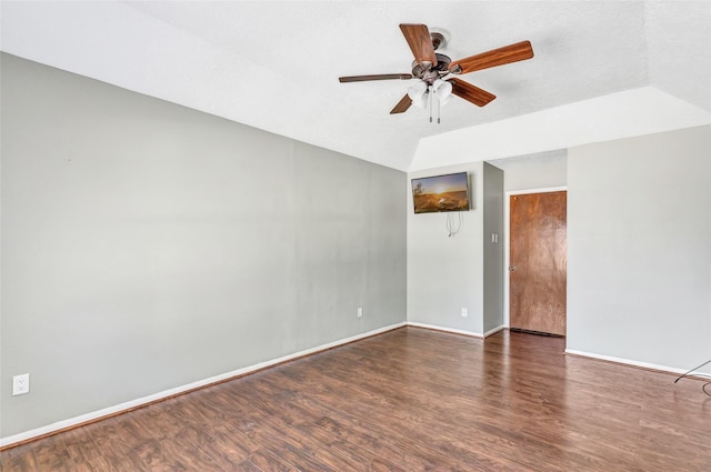 unfurnished room featuring dark hardwood / wood-style floors and ceiling fan