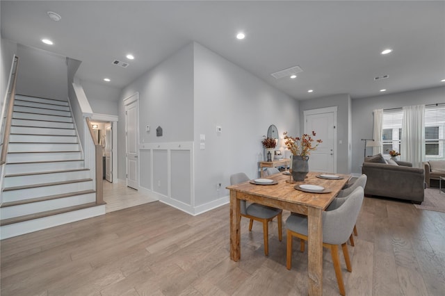 dining area featuring light hardwood / wood-style floors