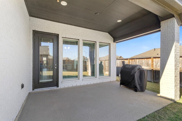 view of patio with area for grilling