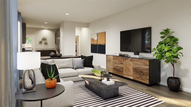 living room with wood-type flooring