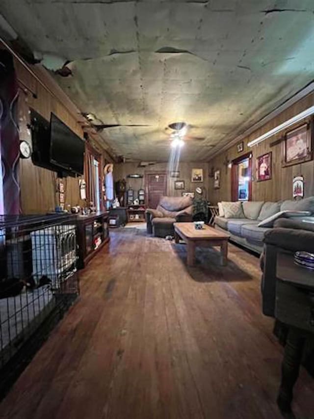 living room with wood-type flooring