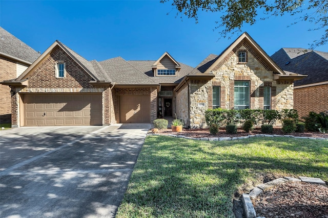 view of front of home featuring a garage and a front yard