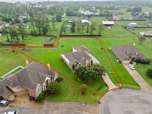 bird's eye view with a rural view