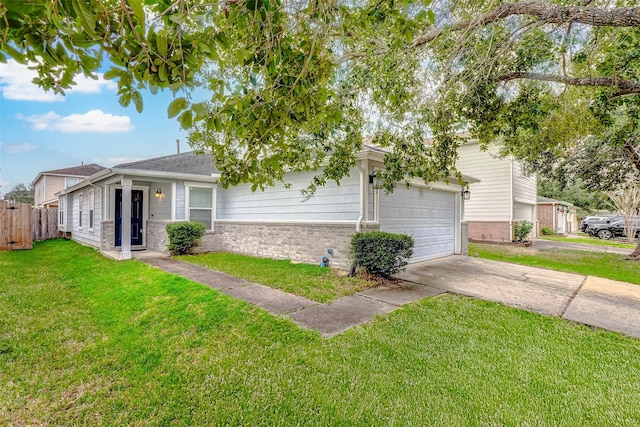 view of front of home with a garage and a front yard