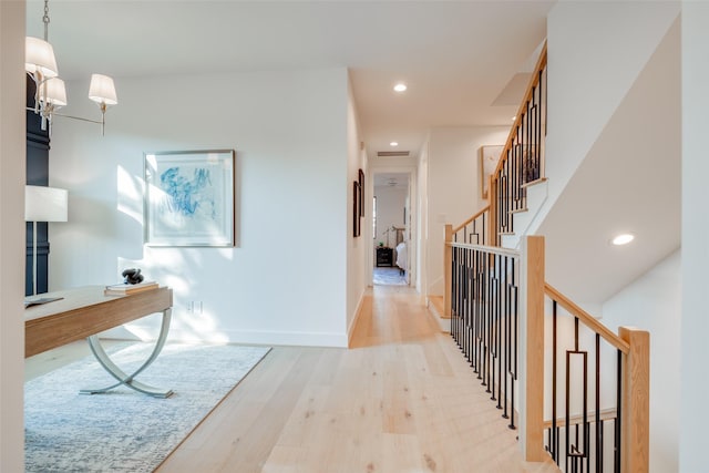 hall featuring light wood-type flooring