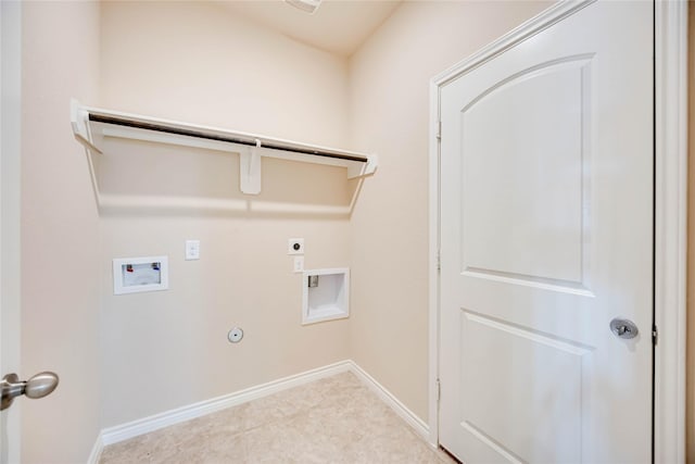 washroom with washer hookup, electric dryer hookup, and gas dryer hookup