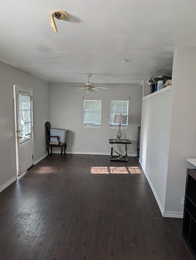 interior space with dark wood-type flooring