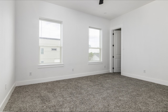 carpeted spare room featuring a wealth of natural light