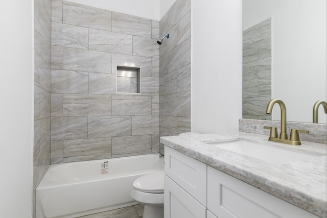 4702 Ward, Houston, TX 77021 - bathroom featuring vanity, bathtub / shower combination, and marble look tile flooring
